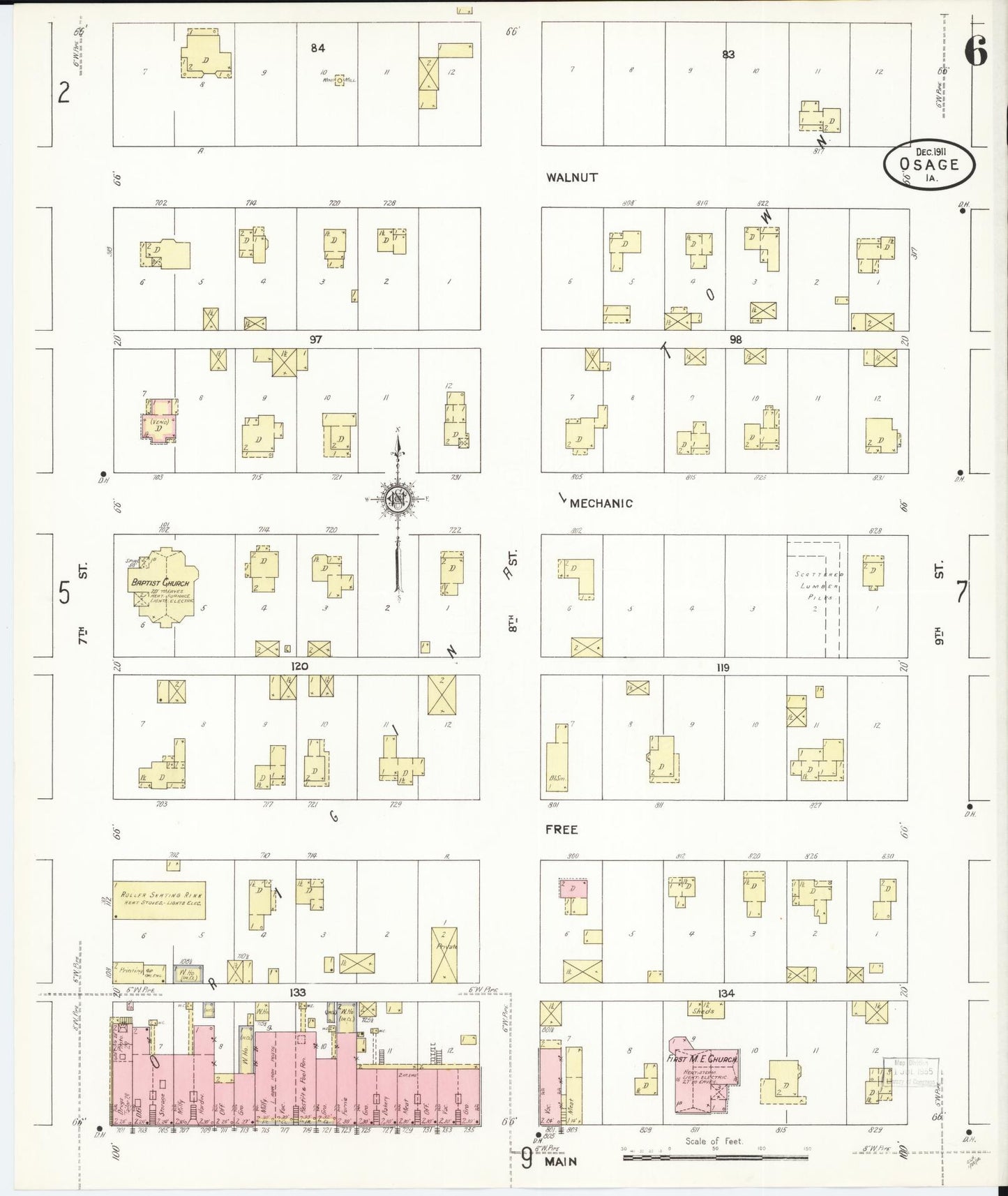Sanborn Fire Insurance Map from Osage, Mitchell County, Iowa (1911), Sheet #0006 - Historic Sanborn Fire Insurance Map Print