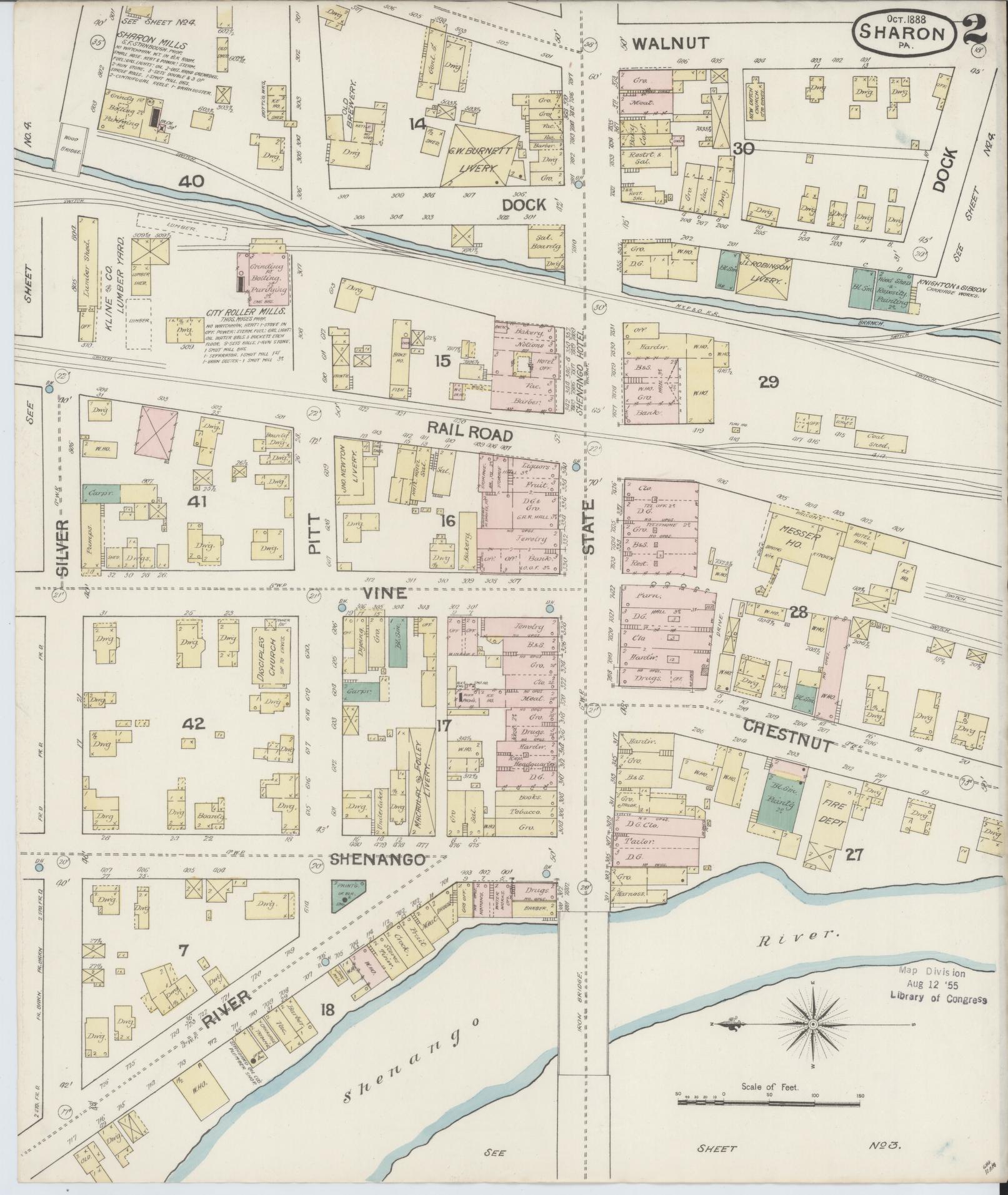 Sanborn Fire Insurance Map from Sharon, Mercer County, Pennsylvania (1888), Sheet #0002 - Complete Map Set gallery image, historic Sanborn map, vintage wall art, Pennsylvania Pennsylvania