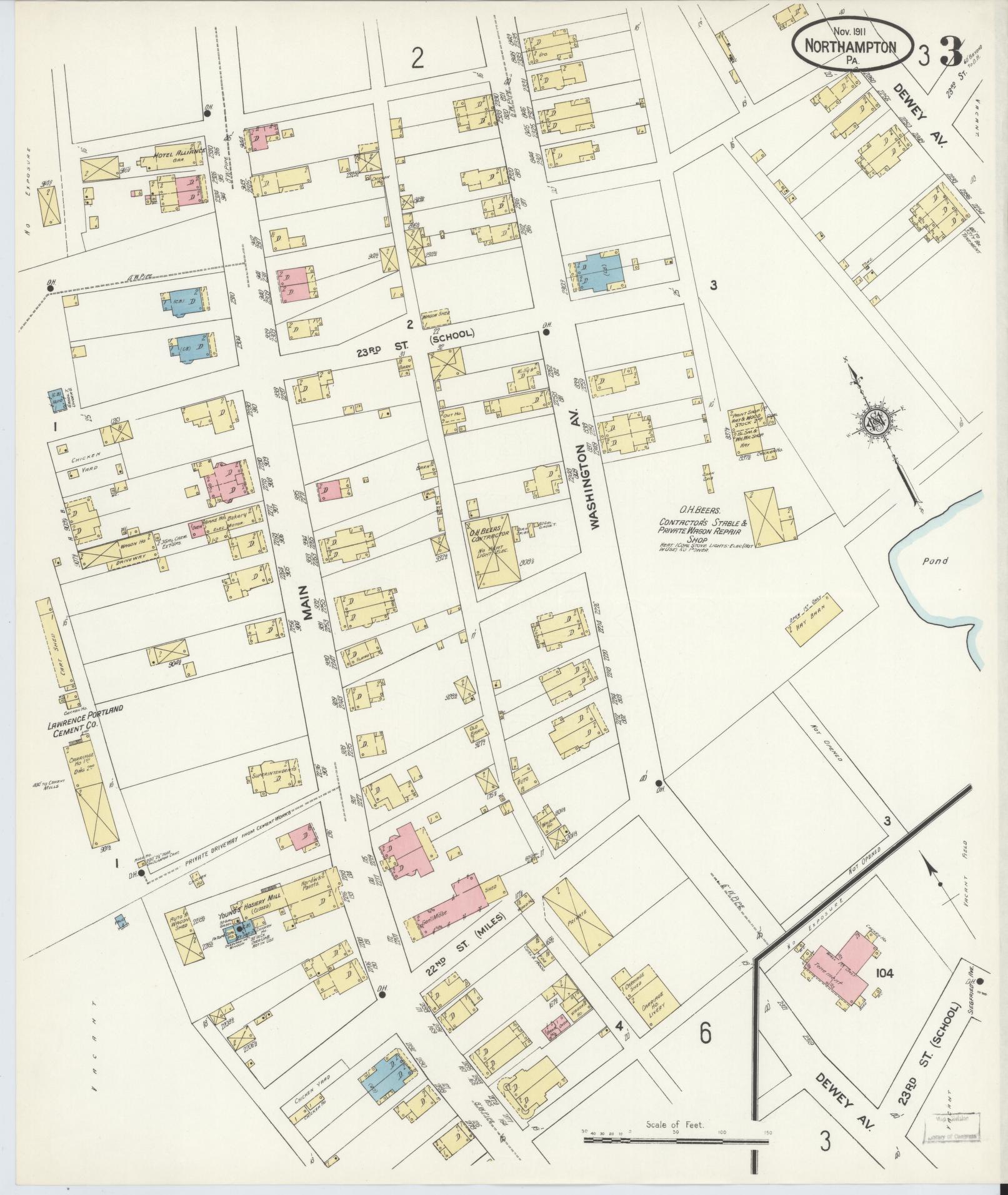 Sanborn Fire Insurance Map from Northampton, Northampton County, Pennsylvania (1911), Sheet #0003 - Complete Map Set gallery image, historic Sanborn map, vintage wall art, Pennsylvania Pennsylvania