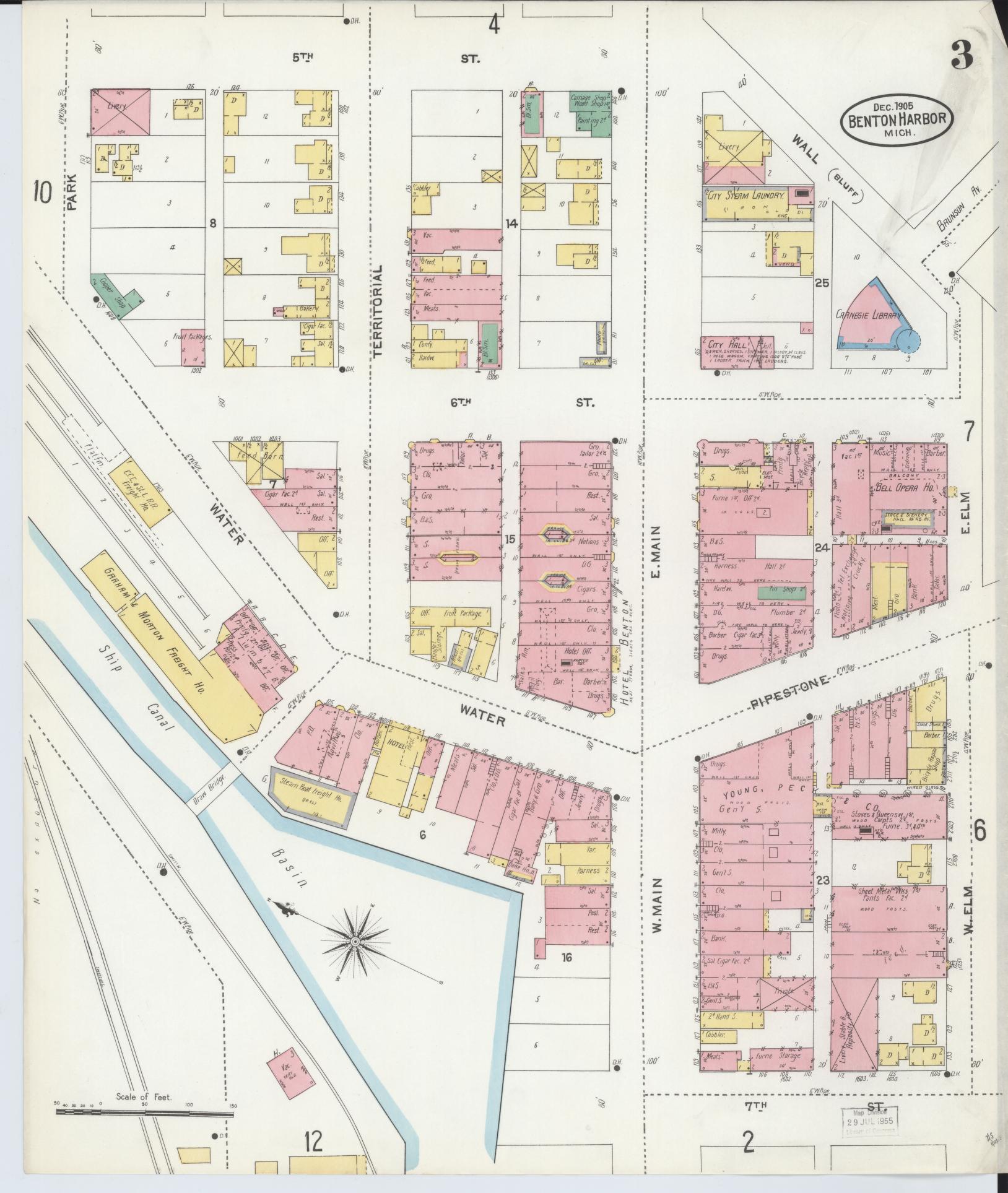 Sanborn Fire Insurance Map from Benton Harbor, Berrien County, Michigan (1905), Sheet #0003 - Complete Map Set gallery image, historic Sanborn map, vintage wall art, Michigan Michigan