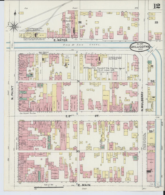 Sanborn Fire Insurance Map from Chillicothe, Ross County, Ohio (1890), Sheet #0012 - Historic Sanborn Fire Insurance Map Print, vintage old map wall art, antique decor, genealogy gift, Ohio Ohio map