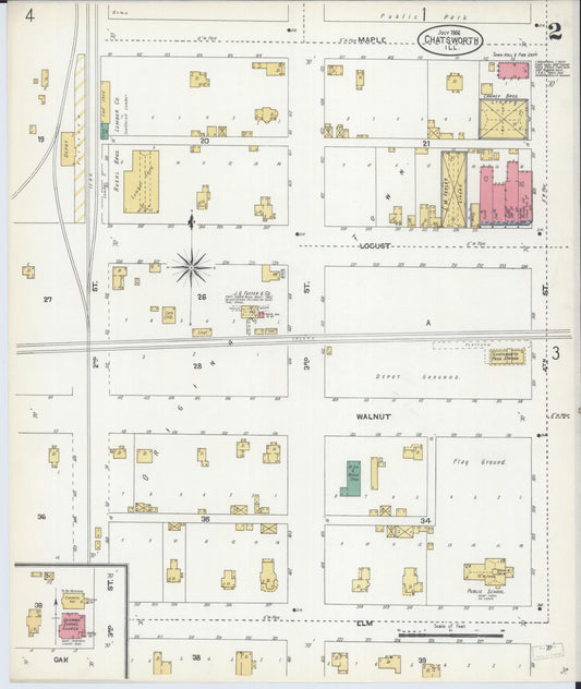 Sanborn Fire Insurance Map from Chatsworth, Livingston County, Illinois (1906), Sheet #0002 - Historic Sanborn Fire Insurance Map Print, vintage old map wall art, antique decor, genealogy gift, Illinois Illinois map