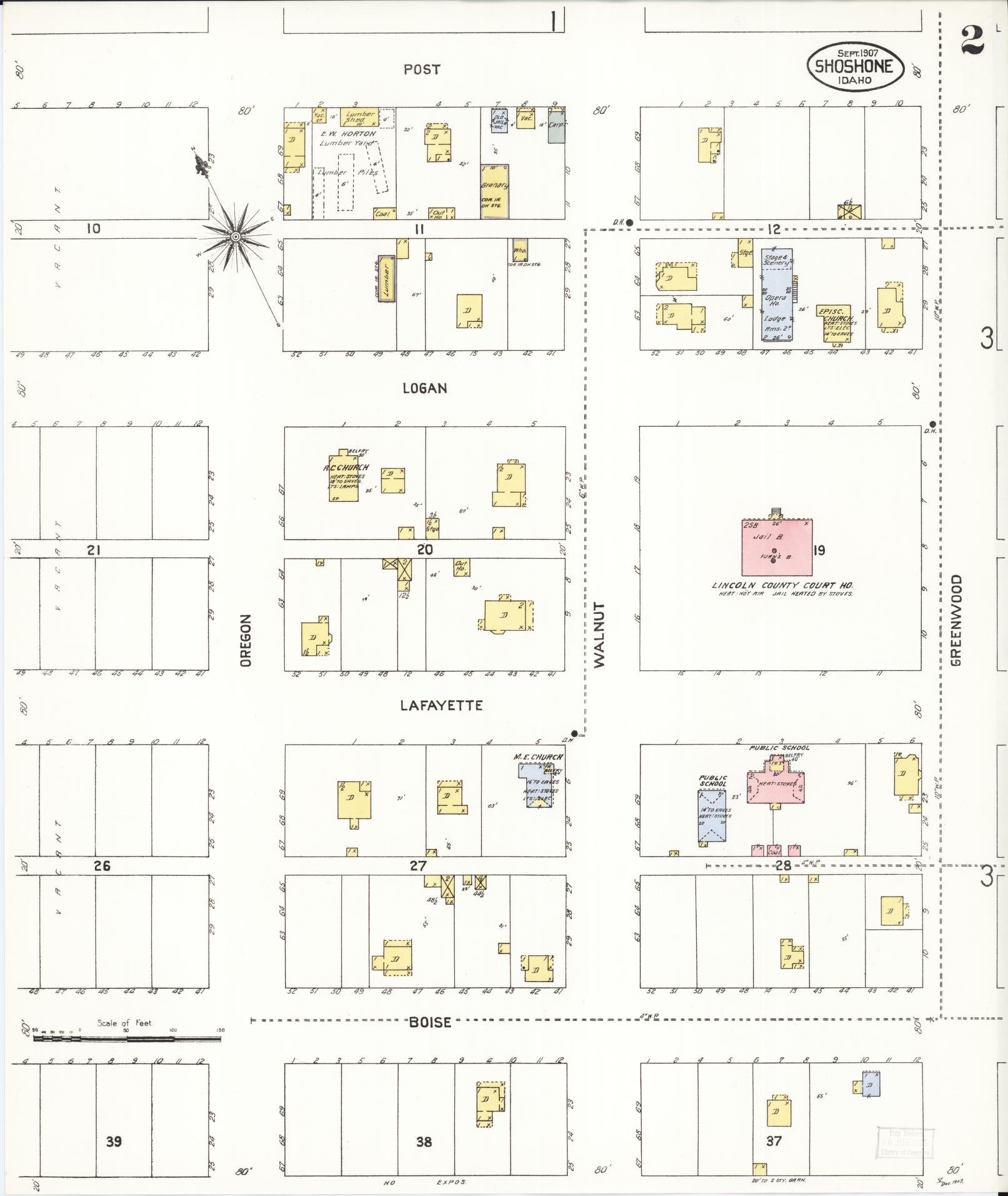 Sanborn Fire Insurance Map from Shoshone, Lincoln County, Idaho (1907), Sheet #0002 - Historic Sanborn Fire Insurance Map Print, vintage old map wall art, antique decor, genealogy gift, Idaho Idaho map