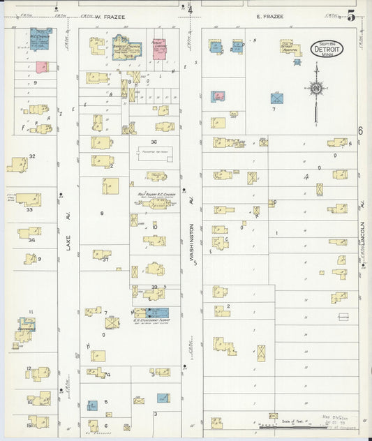 Sanborn Fire Insurance Map from Detroit Lakes, Becker County, Minnesota (1914), Sheet #0005 - Historic Sanborn Fire Insurance Map Print, vintage old map wall art, antique decor, genealogy gift, Minnesota Minnesota map