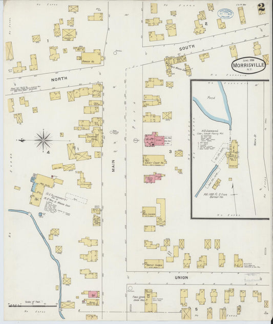 Sanborn Fire Insurance Map from Morrisville, Madison County, New York (1894), Sheet #0002 - Historic Sanborn Fire Insurance Map Print, vintage old map wall art, antique decor, genealogy gift, New York New York map