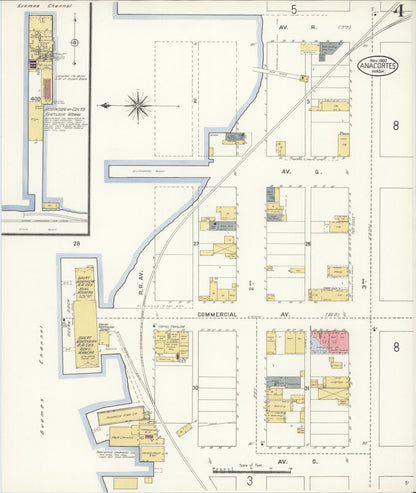 Sanborn Fire Insurance Map from Anacortes, Skagit County, Washington (1907), Sheet #0004 - Complete Map Set gallery image, historic Sanborn map, vintage wall art, Washington Washington
