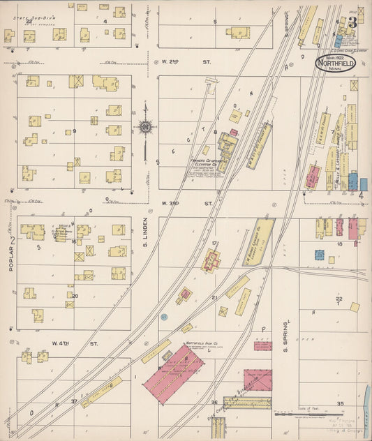 Sanborn Fire Insurance Map from Northfield, Rice County, Minnesota (1922), Sheet #0003 - Historic Sanborn Fire Insurance Map Print, vintage old map wall art, antique decor, genealogy gift, Minnesota Minnesota map
