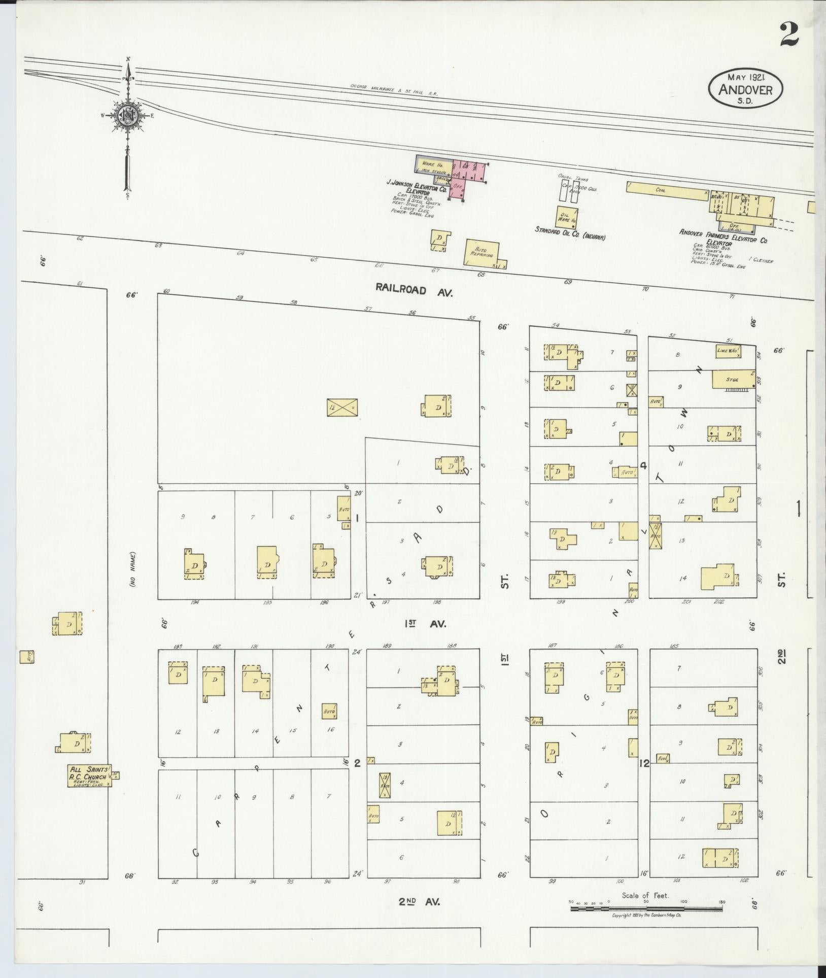 Sanborn Fire Insurance Map from Andover, Day County, South Dakota (1921), Sheet #0002 - Complete Map Set gallery image, historic Sanborn map, vintage wall art, South Dakota South Dakota