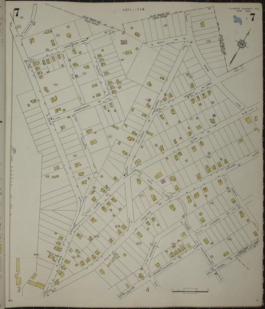 Sanborn Fire Insurance Map from Clark's Summit, Lackawanna County, Pennsylvania (1942), Sheet #0007 - Historic Sanborn Fire Insurance Map Print, vintage old map wall art, antique decor, genealogy gift, Pennsylvania Pennsylvania map