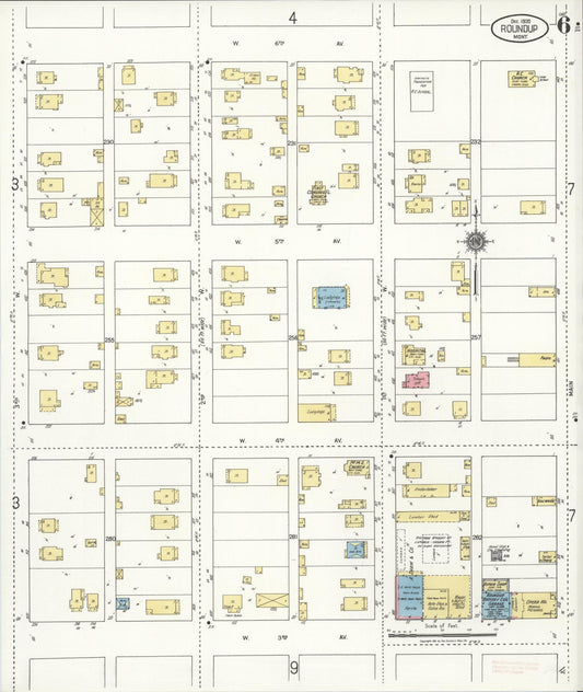 Sanborn Fire Insurance Map from Roundup, Musselshell County, Montana (1920), Sheet #0006 - Historic Sanborn Fire Insurance Map Print, vintage old map wall art, antique decor, genealogy gift, Montana Montana map