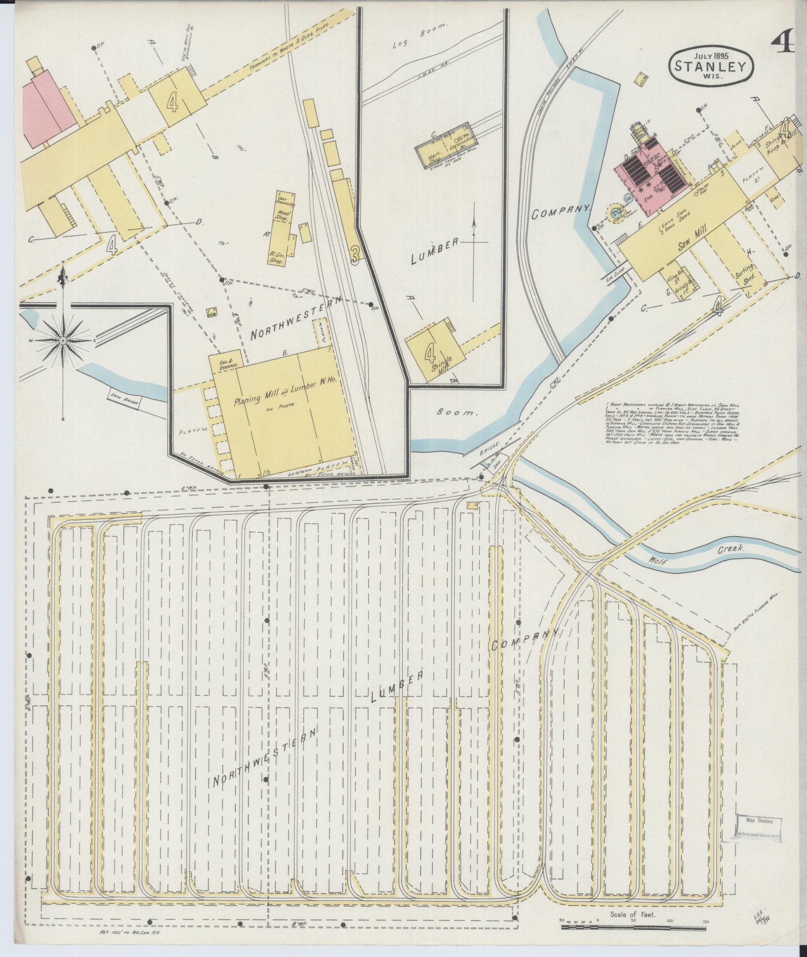 Sanborn Fire Insurance Map from Stanley, Chippewa County, Wisconsin (1895), Sheet #0004 - Complete Map Set gallery image, historic Sanborn map, vintage wall art, Wisconsin Wisconsin