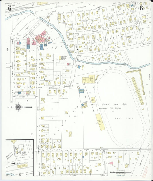 Sanborn Fire Insurance Map from Northville, Wayne County, Michigan (1942), Sheet #0006 - Historic Sanborn Fire Insurance Map Print, vintage old map wall art, antique decor, genealogy gift, Michigan Michigan map