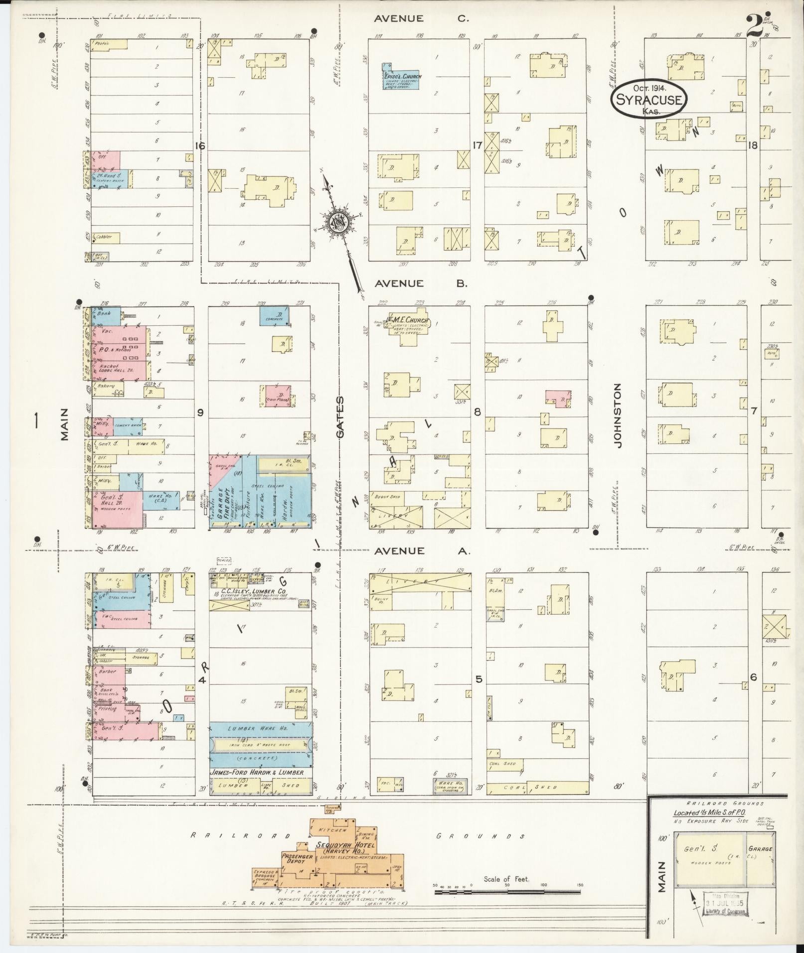 Sanborn Fire Insurance Map from Syracuse, Hamilton County, Kansas (1914), Sheet #0002 - Complete Map Set gallery image, historic Sanborn map, vintage wall art, Kansas Kansas