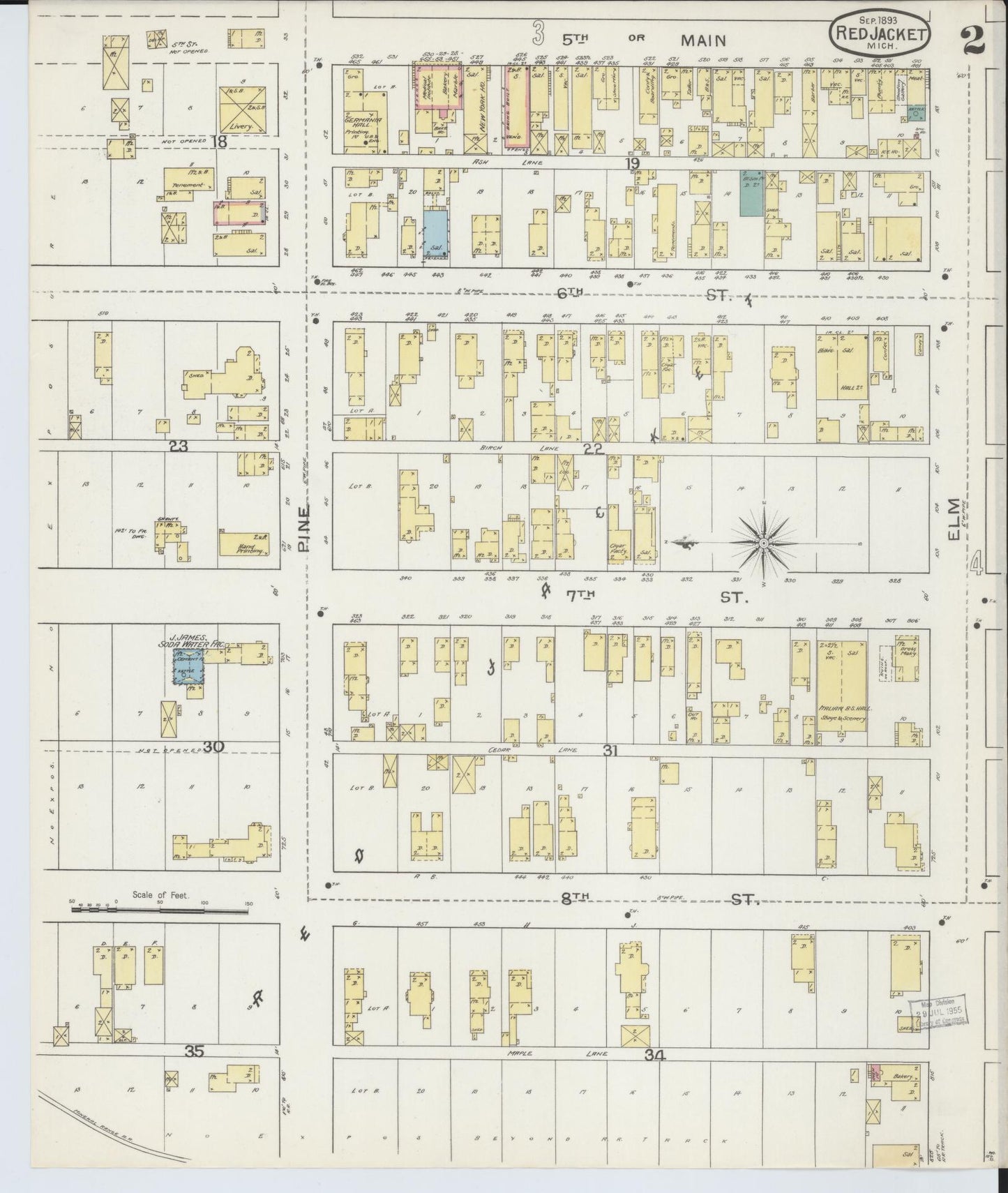 Sanborn Fire Insurance Map from Red Jacket, Houghton County, Michigan (1893), Sheet #0002 - Complete Map Set gallery image, historic Sanborn map, vintage wall art, Michigan Michigan