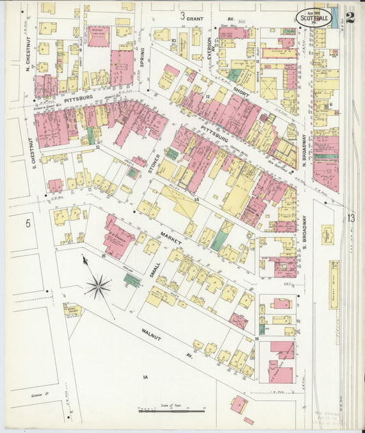 Sanborn Fire Insurance Map from Scottdale, Westmoreland County, Pennsylvania (1908), Sheet #0002 - Historic Sanborn Fire Insurance Map Print, vintage old map wall art, antique decor, genealogy gift, Pennsylvania Pennsylvania map