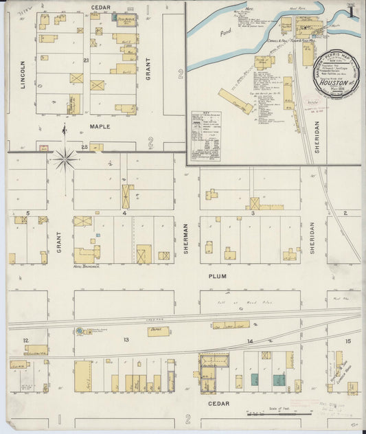Sanborn Fire Insurance Map from Houston, Houston County, Minnesota (1894), Sheet #0001 - Complete Map Set gallery image, historic Sanborn map, vintage wall art, Minnesota Minnesota