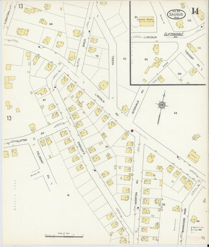 Sanborn Fire Insurance Map from Saugus, Essex County, Massachusetts (1913), Sheet #0014 - Complete Map Set gallery image, historic Sanborn map, vintage wall art, Massachusetts Massachusetts
