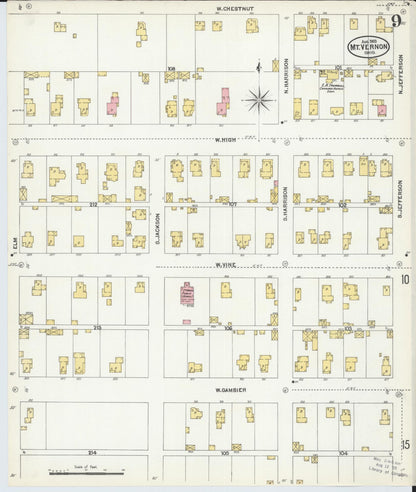 Sanborn Fire Insurance Map from Mount Vernon, Knox County, Ohio (1903), Sheet #0009 - Historic Sanborn Fire Insurance Map Print, vintage old map wall art, antique decor, genealogy gift, Ohio Ohio map