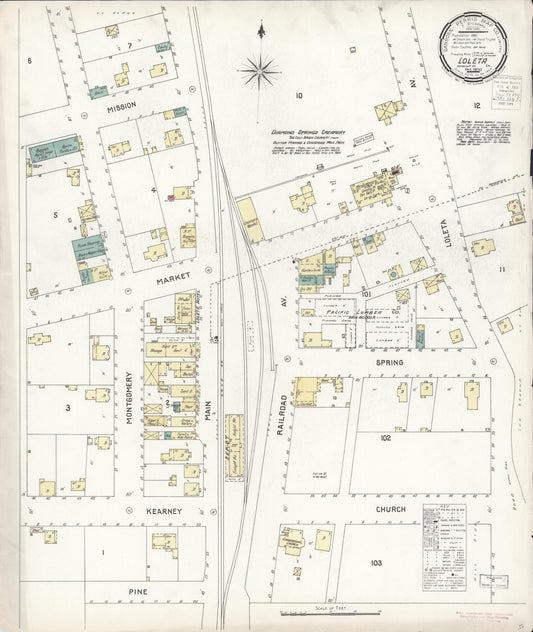 Sanborn Fire Insurance Map from Loleta, Humboldt County, California (1900), Sheet #0001 - Historic Sanborn Fire Insurance Map Print, vintage old map wall art, antique decor, genealogy gift, California California map