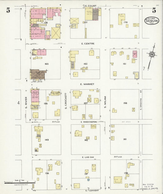 Sanborn Fire Insurance Map from Seguin, Guadalupe County, Texas (1924), Sheet #0005 - Historic Sanborn Fire Insurance Map Print, vintage old map wall art, antique decor, genealogy gift, Texas Texas map
