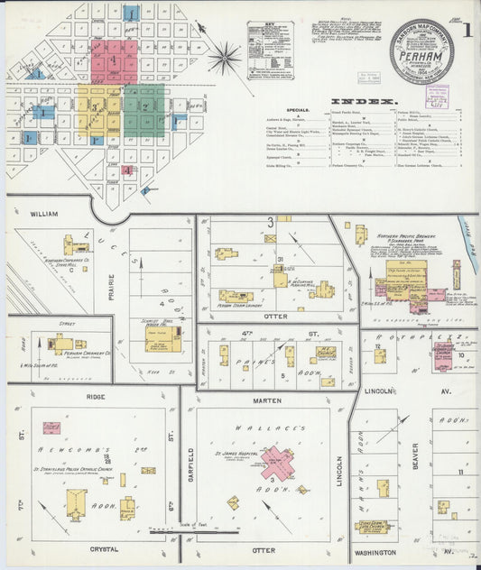 Sanborn Fire Insurance Map from Perham, Otter Tail County, Minnesota (1904), Sheet #0001 - Complete Map Set gallery image, historic Sanborn map, vintage wall art, Minnesota Minnesota