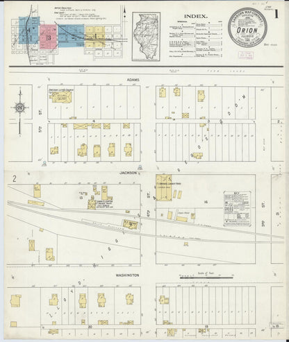 Sanborn Fire Insurance Map from Orion, Henry County, Illinois (1913), Sheet #0001 - Complete Map Set gallery image, historic Sanborn map, vintage wall art, Illinois Illinois