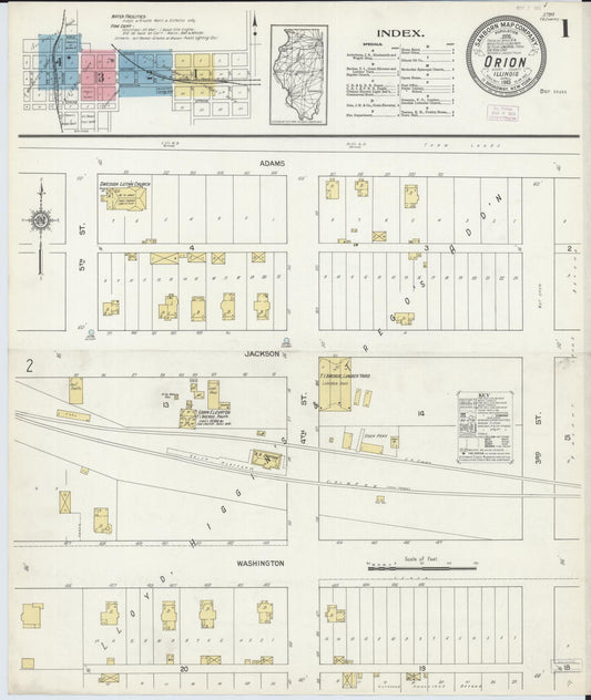 Sanborn Fire Insurance Map from Orion, Henry County, Illinois (1913), Sheet #0001 - Complete Map Set gallery image, historic Sanborn map, vintage wall art, Illinois Illinois