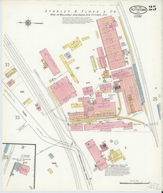 Sanborn Fire Insurance Map from Pottstown, Montgomery County, Pennsylvania (1916), Sheet #0025 - Historic Sanborn Fire Insurance Map Print, vintage old map wall art, antique decor, genealogy gift, Pennsylvania Pennsylvania map
