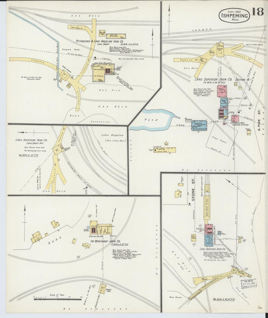 Sanborn Fire Insurance Map from Ishpeming, Marquette County, Michigan (1897), Sheet #0018 - Historic Sanborn Fire Insurance Map Print, vintage old map wall art, antique decor, genealogy gift, Michigan Michigan map