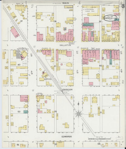 Sanborn Fire Insurance Map from Vandalia, Fayette County, Illinois (1893), Sheet #0003 - Complete Map Set gallery image, historic Sanborn map, vintage wall art, Illinois Illinois