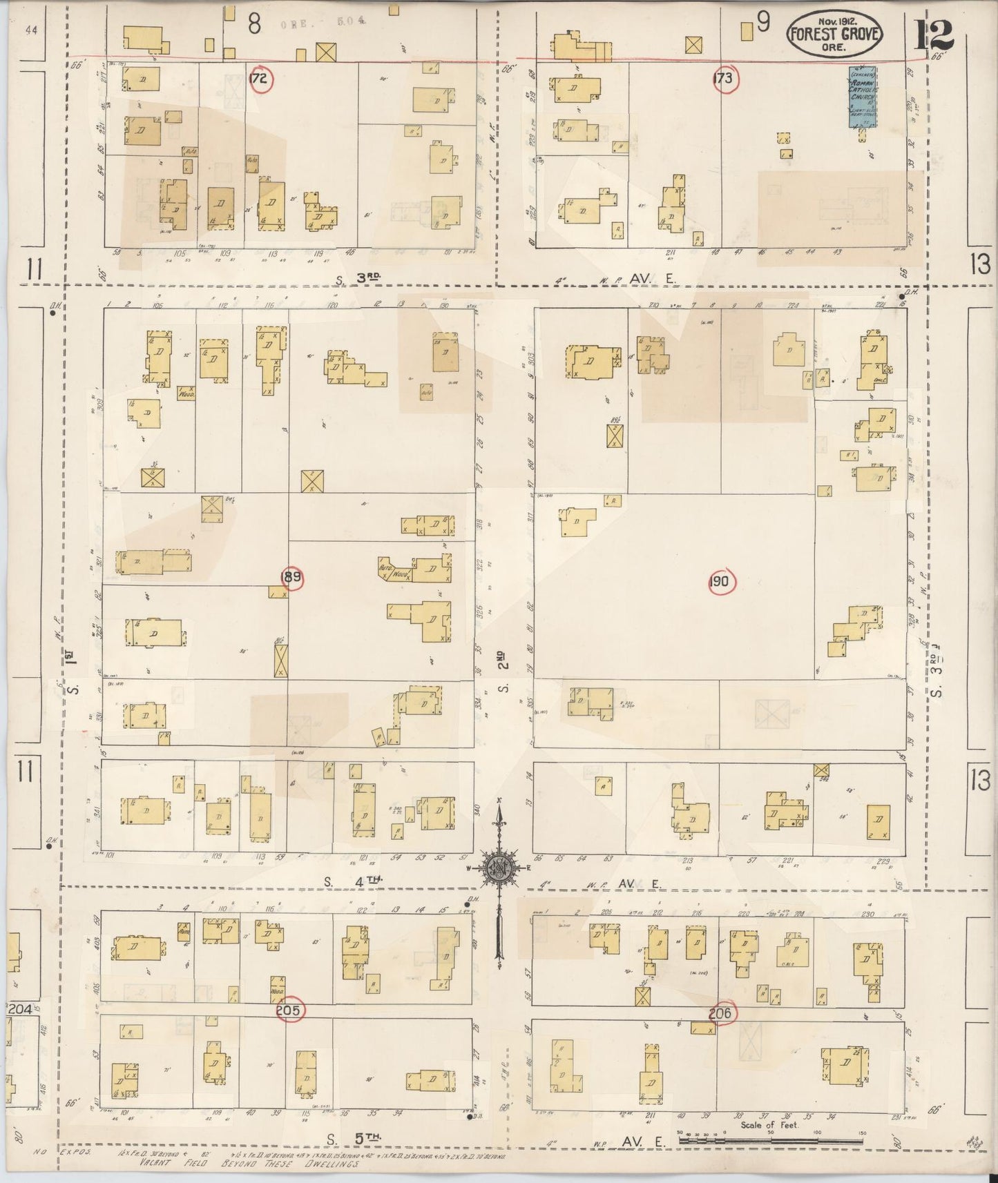 Sanborn Fire Insurance Map from Forest Grove, Washington County, Oregon (1939), Sheet #0012 - Historic Sanborn Fire Insurance Map Print, vintage old map wall art, antique decor, genealogy gift, Oregon Oregon map