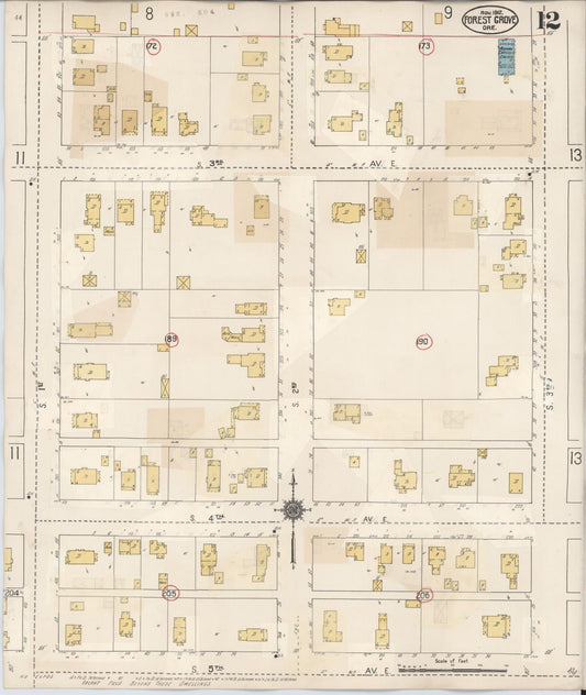 Sanborn Fire Insurance Map from Forest Grove, Washington County, Oregon (1939), Sheet #0012 - Historic Sanborn Fire Insurance Map Print, vintage old map wall art, antique decor, genealogy gift, Oregon Oregon map