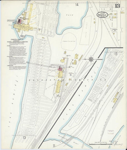 Sanborn Fire Insurance Map from Bemidji, Beltrami County, Minnesota (1914), Sheet #0013 - Complete Map Set gallery image, historic Sanborn map, vintage wall art, Minnesota Minnesota