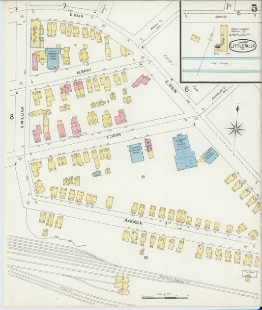 Sanborn Fire Insurance Map from Little Falls, Herkimer County, New York (1897), Sheet #0005 - Historic Sanborn Fire Insurance Map Print, vintage old map wall art, antique decor, genealogy gift, New York New York map