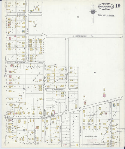 Sanborn Fire Insurance Map from Independence, Jackson County, Missouri (1916), Sheet #0019 - Complete Map Set gallery image, historic Sanborn map, vintage wall art, Missouri Missouri
