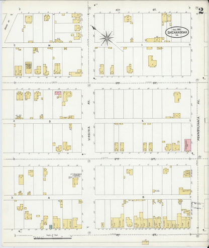 Sanborn Fire Insurance Map from Shenandoah, Page County, Virginia (1905), Sheet #0002 - Historic Sanborn Fire Insurance Map Print, vintage old map wall art, antique decor, genealogy gift, Virginia Virginia map