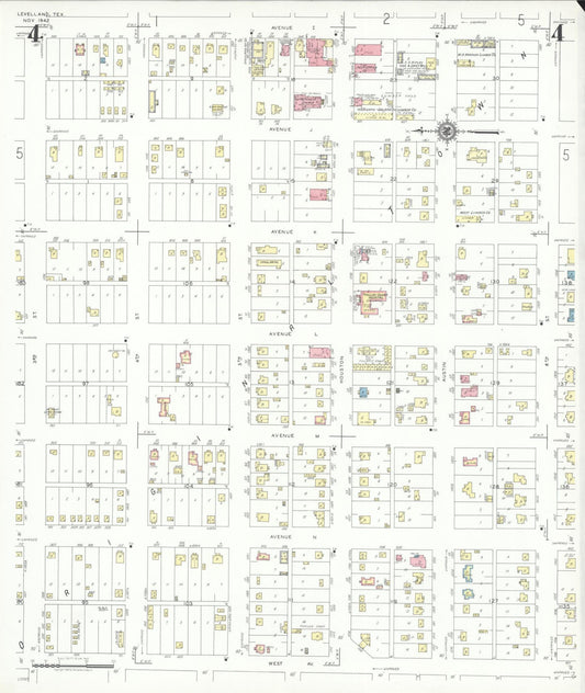 Sanborn Fire Insurance Map from Levelland, Hockley County, Texas (1942), Sheet #0004 - Historic Sanborn Fire Insurance Map Print, vintage old map wall art, antique decor, genealogy gift, Texas Texas map