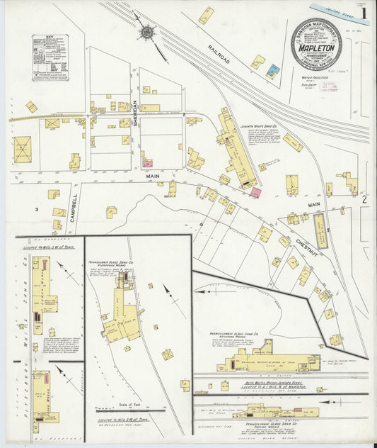 Sanborn Fire Insurance Map from Mapleton, Huntingdon County, Pennsylvania (1911), Sheet #0001 - Historic Sanborn Fire Insurance Map Print, vintage old map wall art, antique decor, genealogy gift, Pennsylvania Pennsylvania map