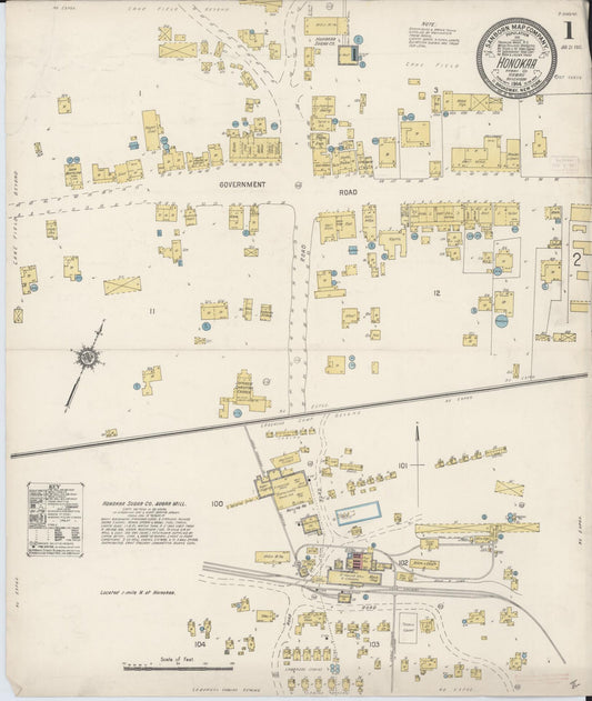 Sanborn Fire Insurance Map from Honokaa, Hawaii County, Hawaii (1914), Sheet #0001 - Historic Sanborn Fire Insurance Map Print