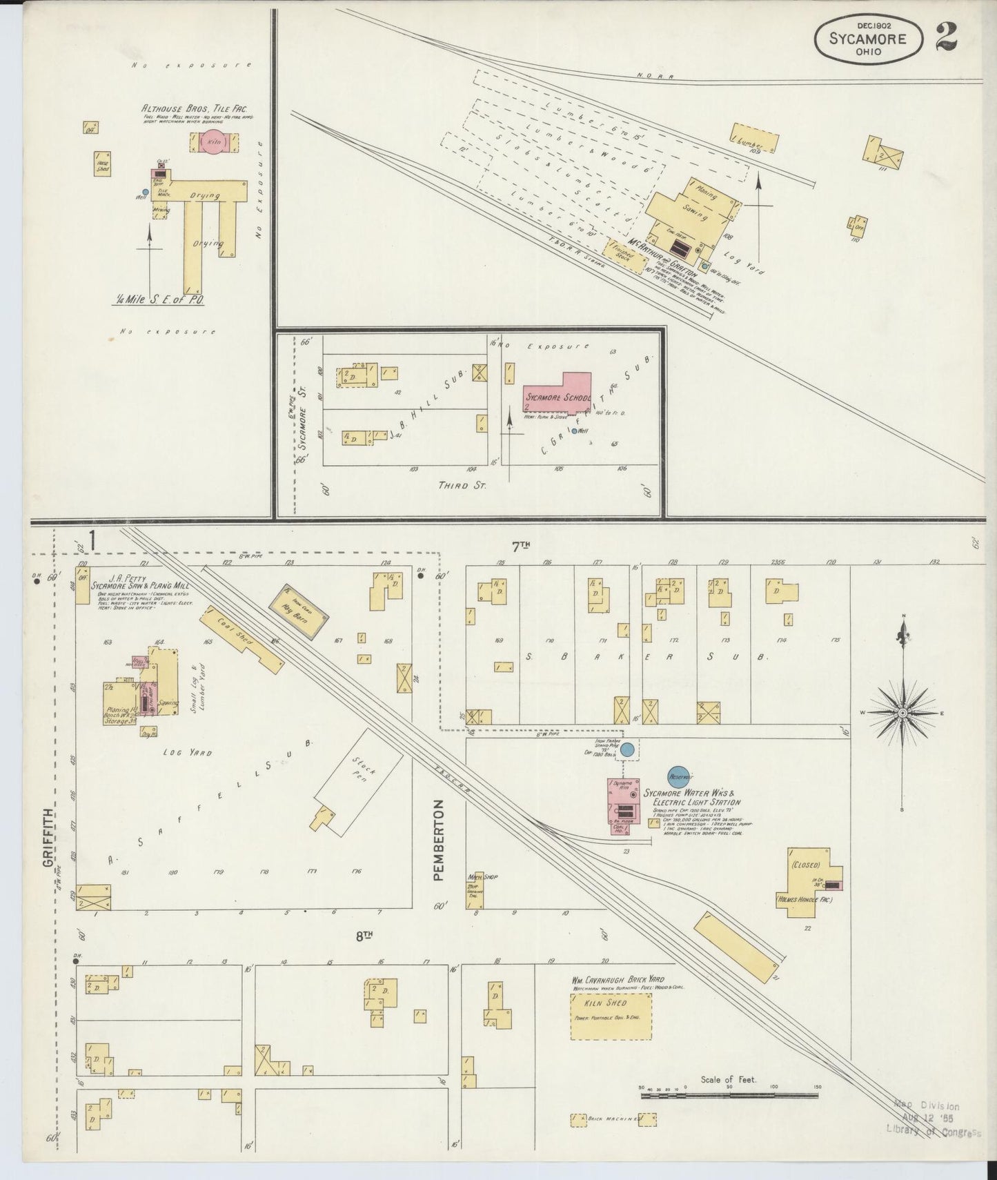 Sanborn Fire Insurance Map from Sycamore, Wyandot County, Ohio (1902), Sheet #0002 - Historic Sanborn Fire Insurance Map Print, vintage old map wall art, antique decor, genealogy gift, Ohio Ohio map