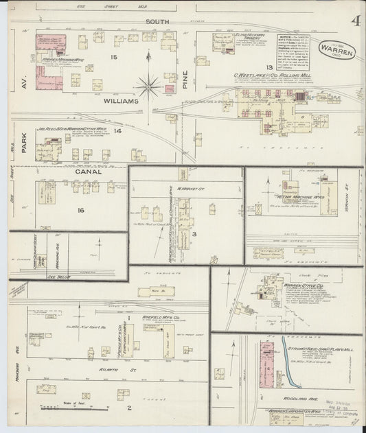 Sanborn Fire Insurance Map from Warren, Trumbull County, Ohio (1884), Sheet #0004 - Historic Sanborn Fire Insurance Map Print, vintage old map wall art, antique decor, genealogy gift, Ohio Ohio map