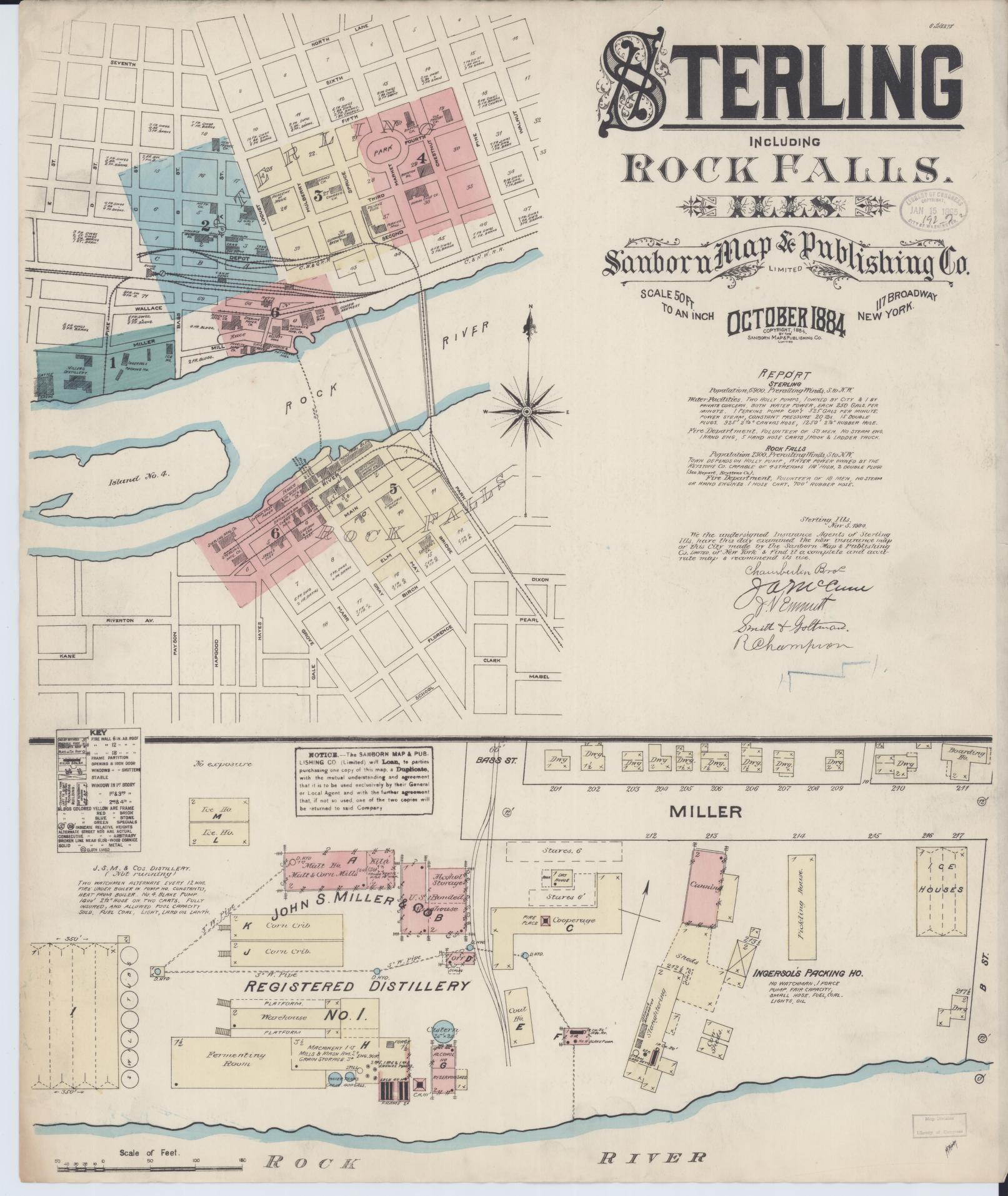 Sanborn Fire Insurance Map from Sterling, Whiteside County, Illinois (1884), Sheet #0001 - Complete Map Set gallery image, historic Sanborn map, vintage wall art, Illinois Illinois