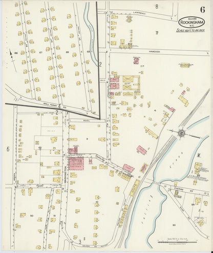 Sanborn Fire Insurance Map from Rockingham, Richmond County, North Carolina (1918), Sheet #0006 - Historic Sanborn Fire Insurance Map Print, vintage old map wall art, antique decor, genealogy gift, North Carolina North Carolina map