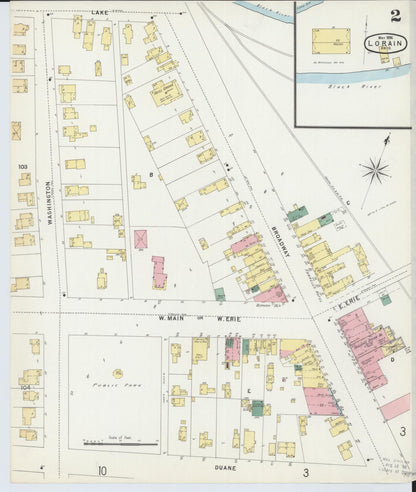 Sanborn Fire Insurance Map from Lorain, Lorain County, Ohio (1896), Sheet #0002 - Historic Sanborn Fire Insurance Map Print, vintage old map wall art, antique decor, genealogy gift, Ohio Ohio map