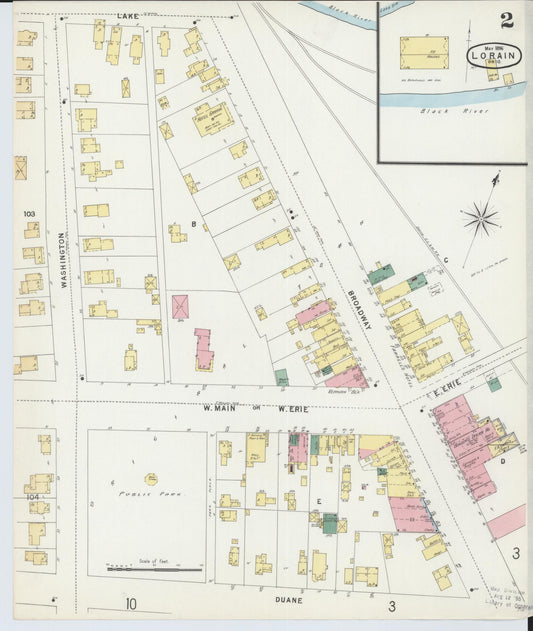 Sanborn Fire Insurance Map from Lorain, Lorain County, Ohio (1896), Sheet #0002 - Historic Sanborn Fire Insurance Map Print, vintage old map wall art, antique decor, genealogy gift, Ohio Ohio map