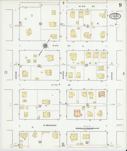 Sanborn Fire Insurance Map from Cisco, Eastland County, Texas (1920), Sheet #0009 - Historic Sanborn Fire Insurance Map Print, vintage old map wall art, antique decor, genealogy gift, Texas Texas map