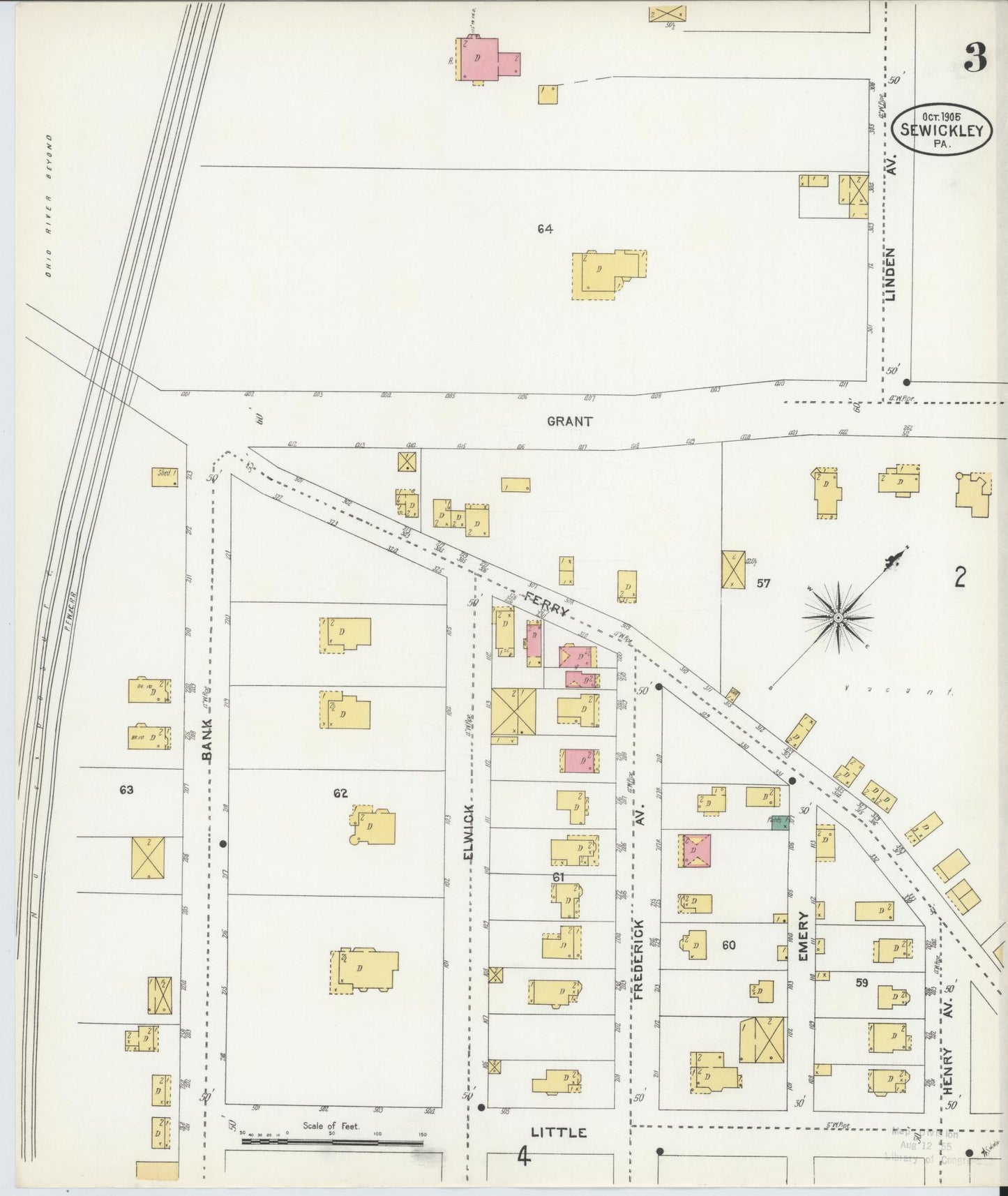 Sanborn Fire Insurance Map from Sewickley, Allegheny County, Pennsylvania (1905), Sheet #0003 - Complete Map Set gallery image, historic Sanborn map, vintage wall art, Pennsylvania Pennsylvania