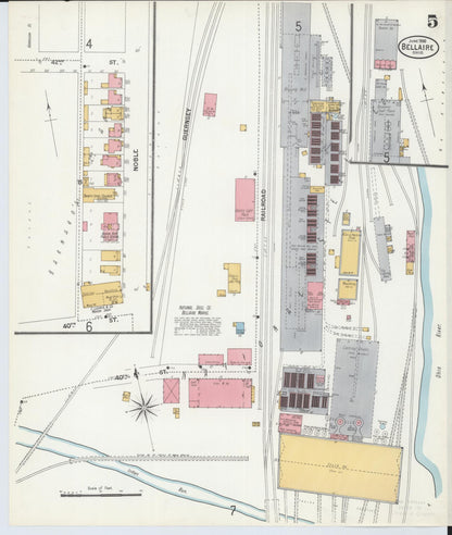 Sanborn Fire Insurance Map from Bellaire, Belmont County, Ohio (1900), Sheet #0005 - Historic Sanborn Fire Insurance Map Print, vintage old map wall art, antique decor, genealogy gift, Ohio Ohio map