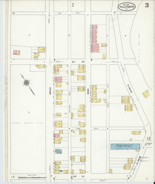 Sanborn Fire Insurance Map from Phillipsburg, Warren County, New Jersey (1910), Sheet #0003 - Historic Sanborn Fire Insurance Map Print, vintage old map wall art, antique decor, genealogy gift, New Jersey New Jersey map
