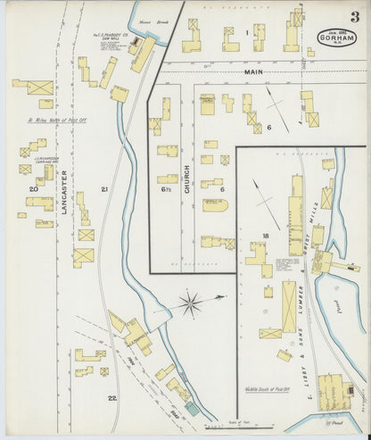 Sanborn Fire Insurance Map from Gorham, Coos County, New Hampshire (1892), Sheet #0003 - Complete Map Set gallery image, historic Sanborn map, vintage wall art, New Hampshire New Hampshire